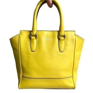 Coach yellow Leather legacy tote bag